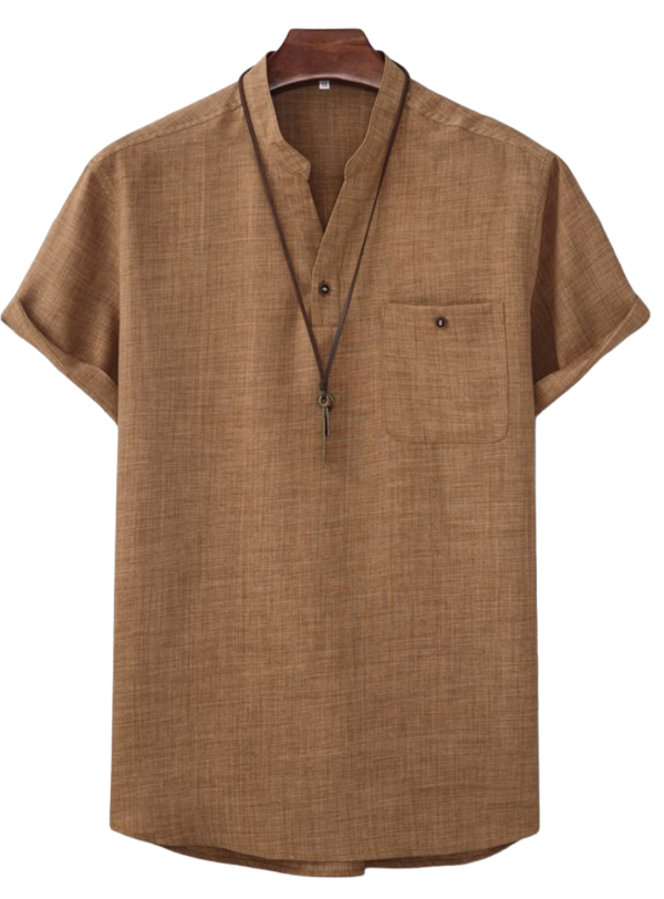 Men's Cotton Linen Henley Shirt