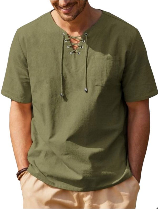 Casual Short Sleeve V-Neck Hippie T-Shirt with Pocket