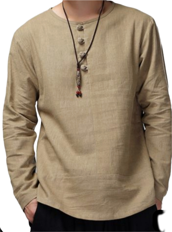 Long Sleeve Casual Khaki Tunic Shirt