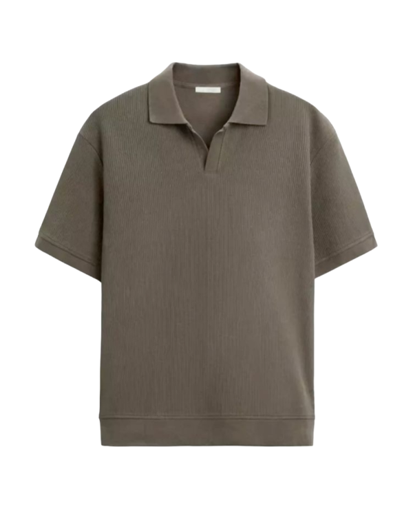 Men’s Textured Knit Johnny Collar Polo