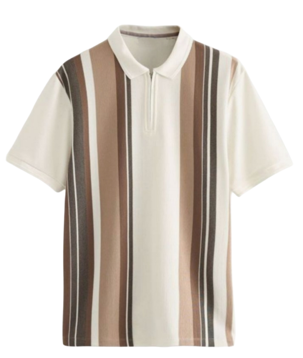 Men’s Retro Striped Quarter-Zip Polo