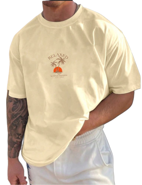 Men’s Cream Oversized Graphic T-Shirt