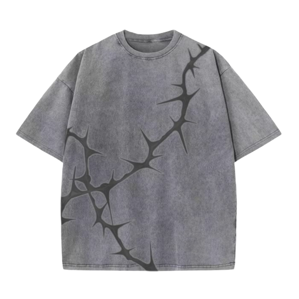 Men’s Grey Acid Wash Oversized Graphic T-Shirt