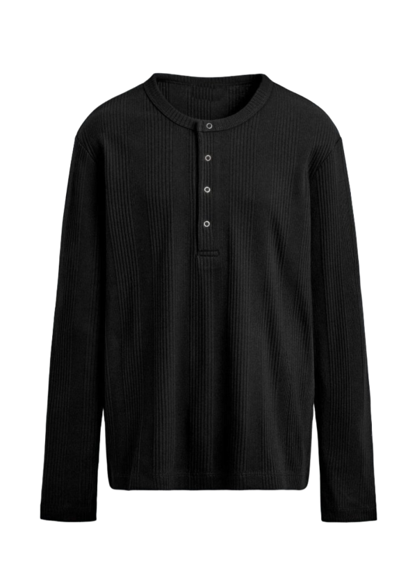Men’s Premium Ribbed Knit Long-Sleeve Henley
