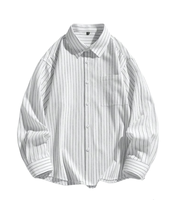 Men's White Striped Long Sleeve Shirt