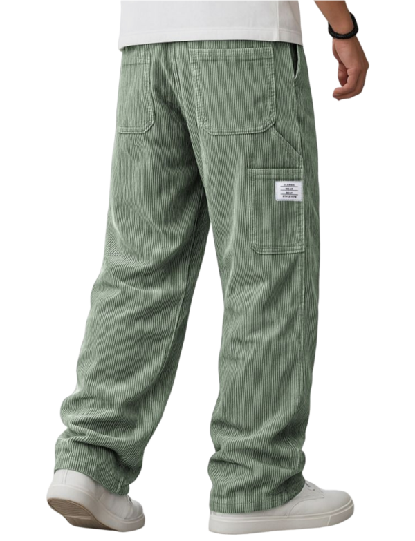 Men’s Wide-Leg Corduroy Carpenter Pants – Sage Green