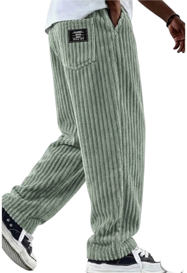 Men’s Sage Green Wide-Leg Casual Trousers