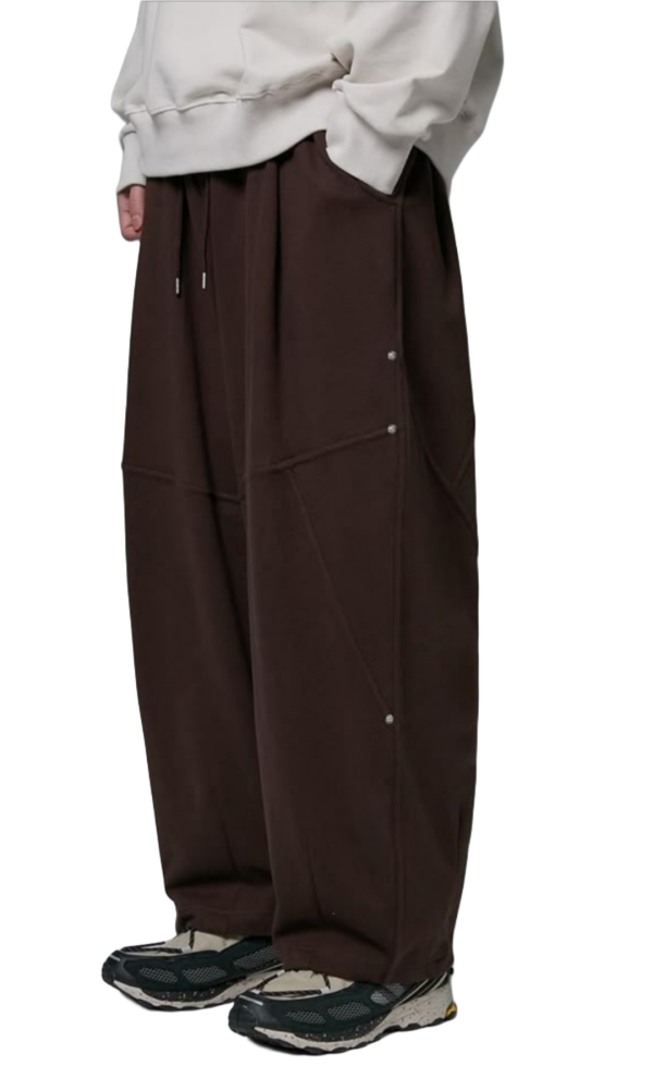 Men’s Chocolate Brown Geometric Paneled Wide-Leg Trousers