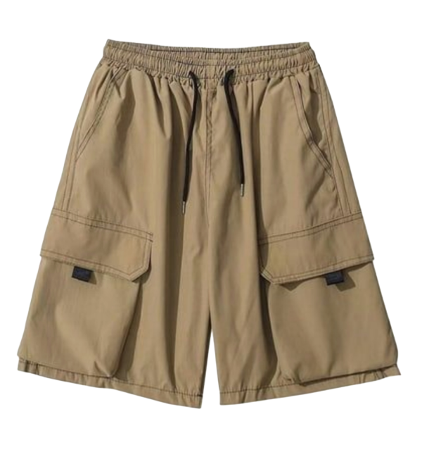 Men’s Khaki Urban Cargo Shorts with Oversized Utility Pockets
