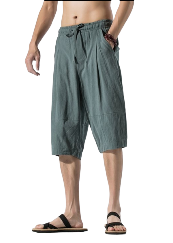 Men's Relaxed Fit Cotton Linen Cropped Pants