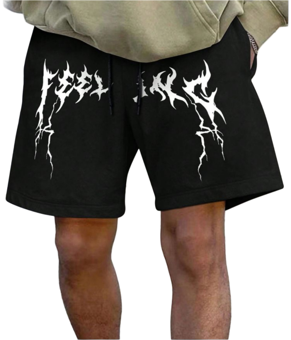 Men’s Gothic Lightning "FEELING" Graphic Sweat Shorts